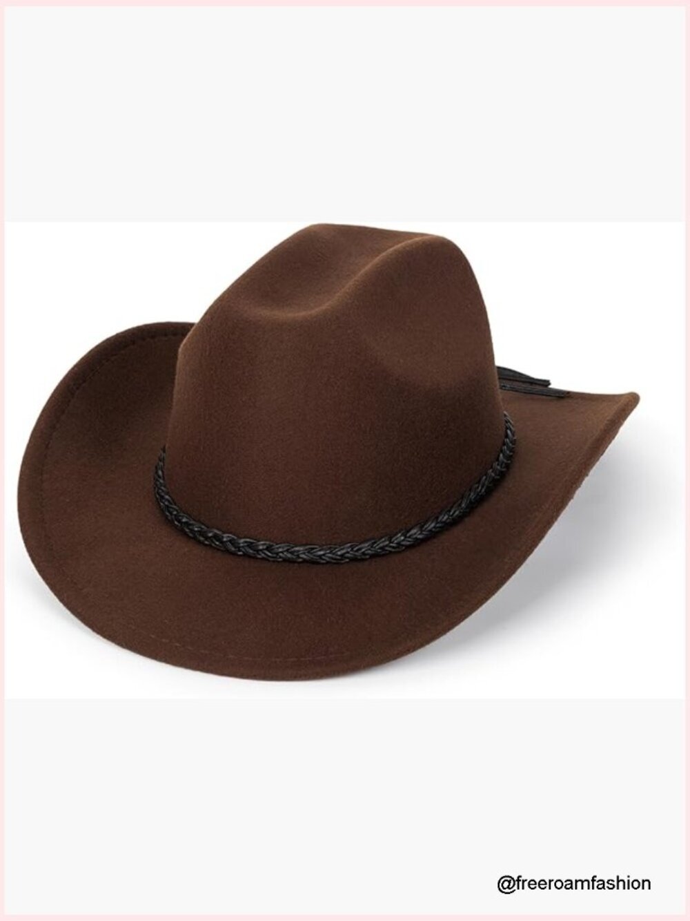 Western Cowboy Hat Unisex Roll Up Fedora with Belt Trim S-M